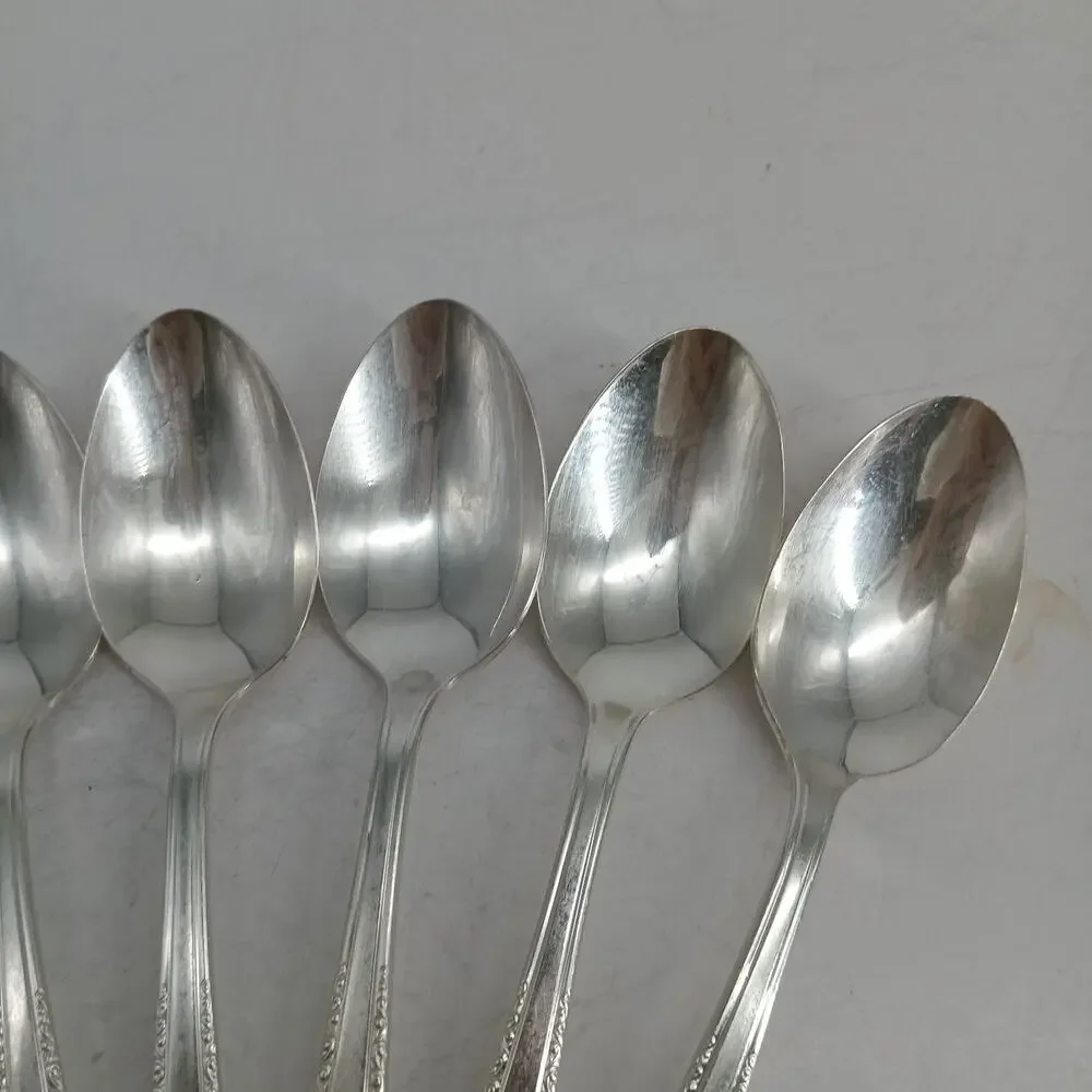 8X Tbsp Harmony House by Wallace Serenade Silverplate Flatware Table Spoons Vtg